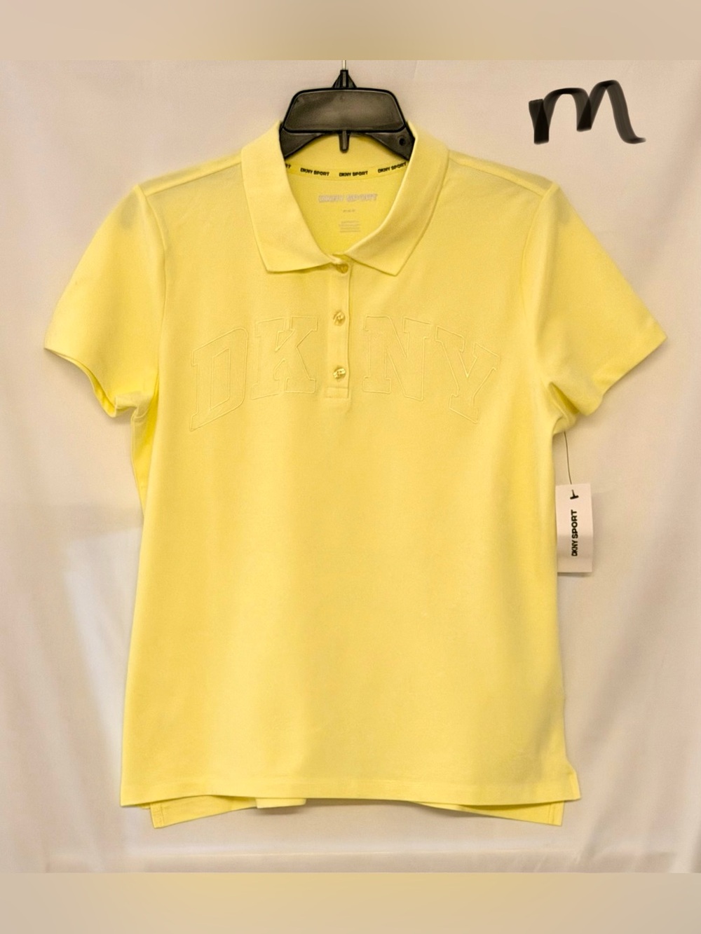 DKNY Pale Yellow Embroidered-Logo Polo Shirt